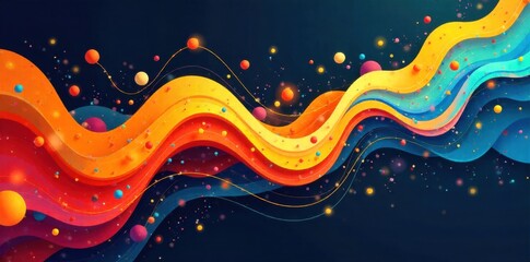 Abstract geometric patterns with vibrant gradient colors, symbolizing digital data flow and connectivity. An abstract visualization of interconnected geometric shapes forming a dynamic, flowing