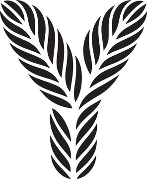 Stylized organic y-shape with leaf pattern