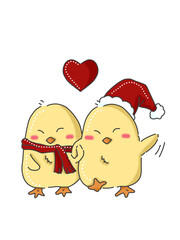 Christmas Duck Couple Cute Holiday