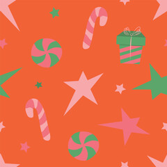 vector seamless christmas pattern in retro style