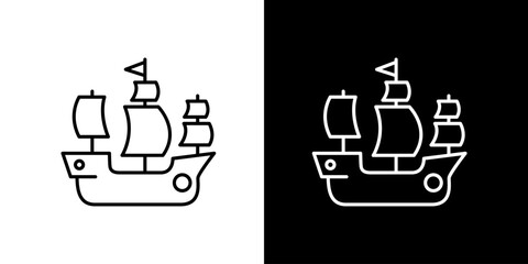 Sailing Vessel Icons A Minimalist Illustration of a Ship on the Water