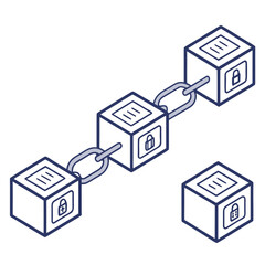 Obraz premium Abstract vector illustration of a secure blockchain network with connected blocks