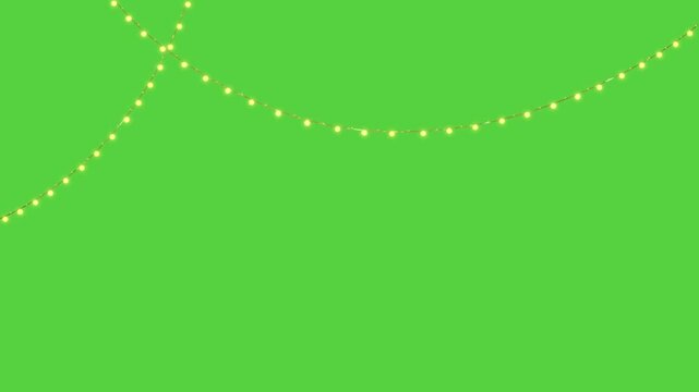 Twinkling Christmas Fairy Lights Overlay on Green Screen
, Festive String Lights Animation with Alpha Channel