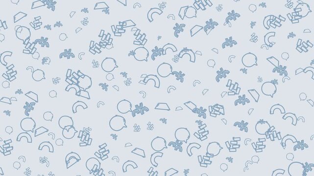 Blue pattern with speech bubbles, semicircles, and rectangles. Perfect for digital backgrounds, posters, textiles, and stationery designs