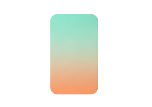 Rectangular abstract design with rounded corners, mint green to peachy orange gradient, subtle paper texture, on a transparent background, concept of modern minimalist elegance - Powered by Adobe