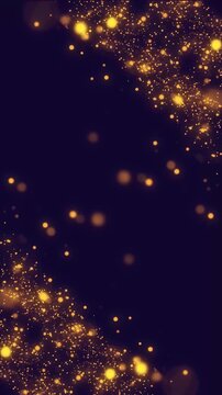 Golden bokeh light particles shimmer and float in a vertical reel, setting the scene for a Christmas party celebration