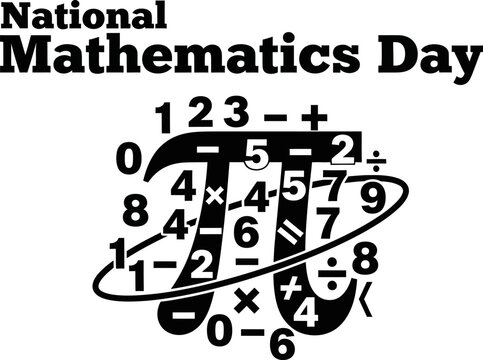 Celebrate national mathematics day with this vector design featuring pi symbol and mathematical equations