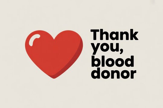 Bright red heart greeting card celebrating blood donors with warm gratitude and appreciation for their life-saving contributions. National Blood Donor Month