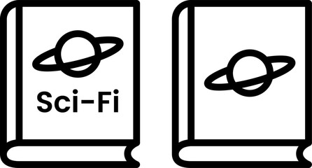 Sci-Fi Book Genre Icon Orbit Planet Outline