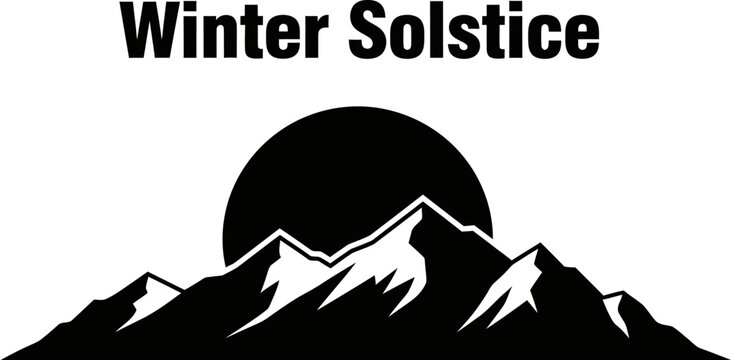 A mountain range with sun setting behind it, symbolizing winter solstice and return of light