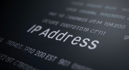 A close-up of an IP address displayed on a dark screen with numbers and characters, showcasing