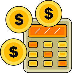 Calculator with Dollar Coins Illustration