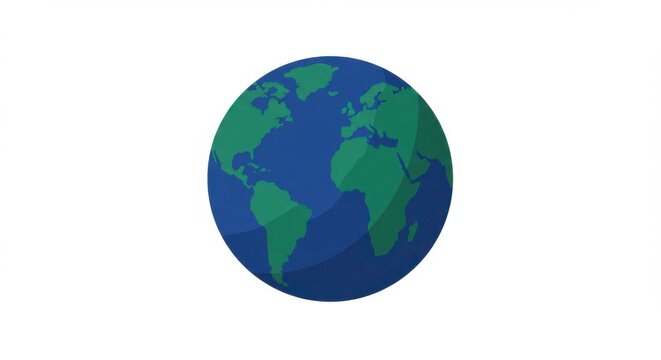 Illustration of the earth globe with continents and oceans on white background - Powered by Adobe