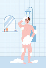 Man Enjoying a Refreshing Shower