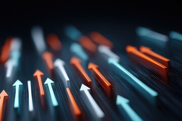 Dynamic arrows in vibrant colors move forward, symbolizing progr