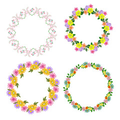 set of colorful floral frames