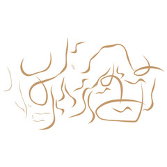 Abstract Brown Line Art Minimalist Scribble Drawing Modern Artistic Shape Pattern Creative Illustration