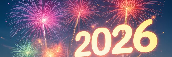 New year 2026 celebration fireworks display with vibrant colors