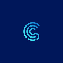 Abstract letter CS and secure or Letter CS fingermark logo concept vector icon