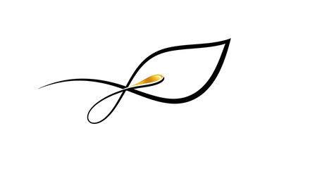Minimalist Flame Logo: Elegant Line Art Candle or Leaf Symbol