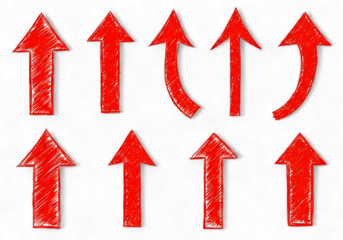 A set of red and white arrows