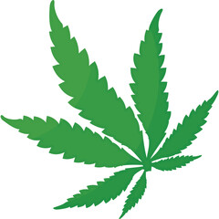 Green marijuana leaf graphic with a transparent background symbolizing cannabis and herbal medicine