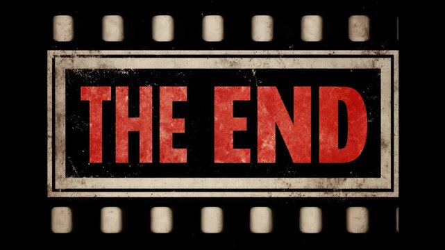 Vintage film frame showcasing the end text, symbolizing the conclusion of a classic movie experience during the golden age of cinema