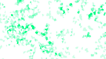Abstract Mint Green Crystal Scatter on White And Light Background with Translucent Particle Shapes for Clean, Springtime & Wellness Digital Design