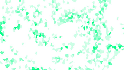 Abstract Mint Green Crystal Scatter on White And Light Background with Translucent Particle Shapes for Clean, Springtime & Wellness Digital Design