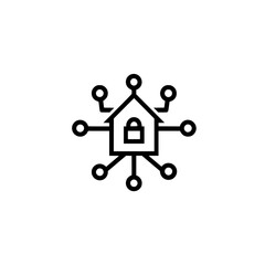 Fototapeta premium Padlock in house icon vector illustration for contemporary decorative art and branding application