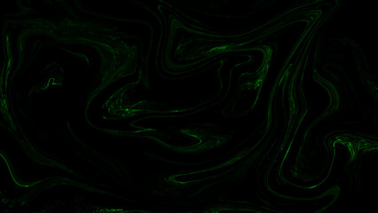 Black Liquid Marble Abstract Background With Ultra-Dark Swirling Texture with Electric Green Glow for Gothic, Gaming UI & Tech Design