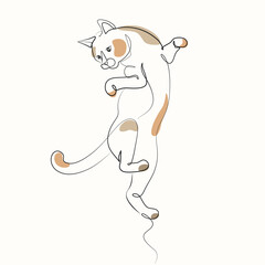 cat jumps one line drawing. cat jumps single line illustration. cat jumps minimalist line art