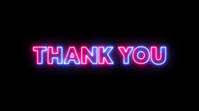 Thank You Text with Neon Light Effect Loop