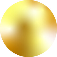 Gold sphere. Golden gradient circle. Oil bubble isolated on white background.