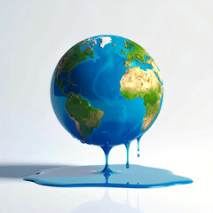 Melting Earth with Vibrant Continents and Liquid Pool for Climate Editorial and Visual Campaigns