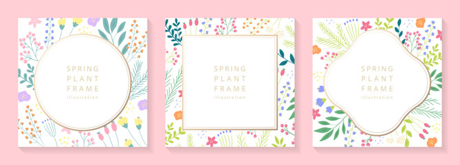 ボタニカル柄のフレームイラストセット