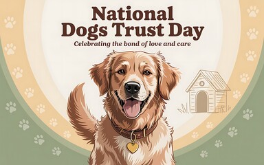 National dogs trust day with happy golden retriever