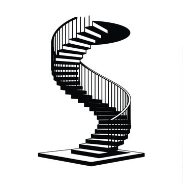 Elegant black and white spiral staircase design