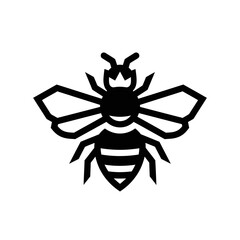 Stylized black queen bee icon with a crown symbol.