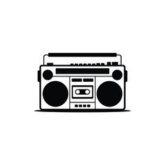Retro boombox cassette player icon vector art