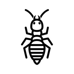 Detailed black and white illustration of an ant insect creature.