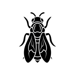 Stylized black silhouette of a wasp insect icon.