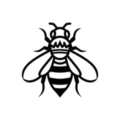 Stylized Black and White Bee Illustration.