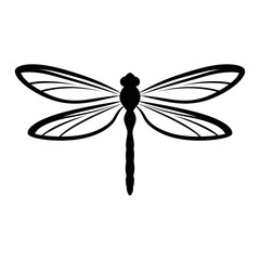 Minimalist Black and White Dragonfly Silhouette Artwork.