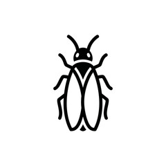 Simple Line Art Icon of a Cockroach Insect.