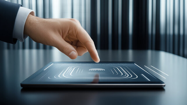 Touchscreen digital payment fingerprint technology futuristic security authentication modern