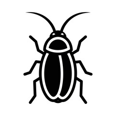 Simple Black and White Icon of a Cockroach Insect.
