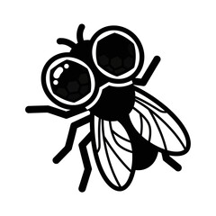 Simple graphic illustration of a common housefly insect.