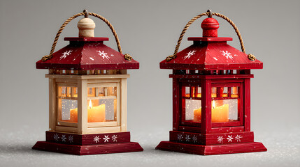 christmas lantern on a red background
