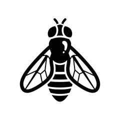 Detailed Silhouette of a Fly with Prominent Wings and Striped Abdomen.